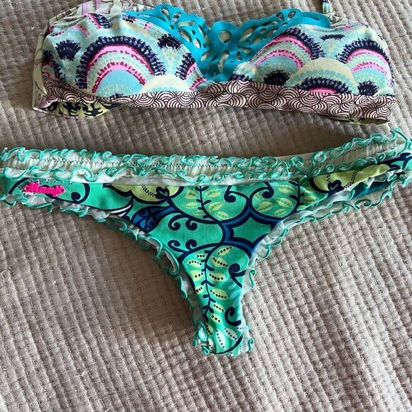 Maaji Bikini 2PC Set Size S $158 Multicolor Low Rise Women Swim Beach Padded - Picture 2 of 10